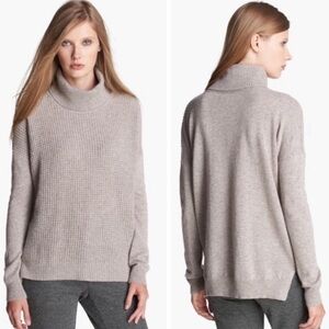 Theory Aldanta‎ Cashmere Turtleneck waffle knit beige size small soft Sweater